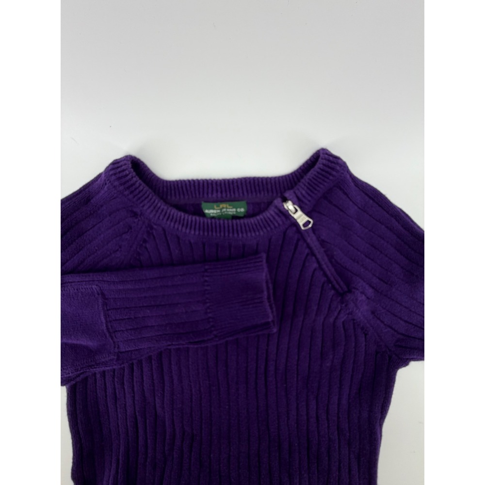 Lauren Jeans Co Ralph Lauren Purple Ribbed Cotton Zipper Neck Sweater Size M‎